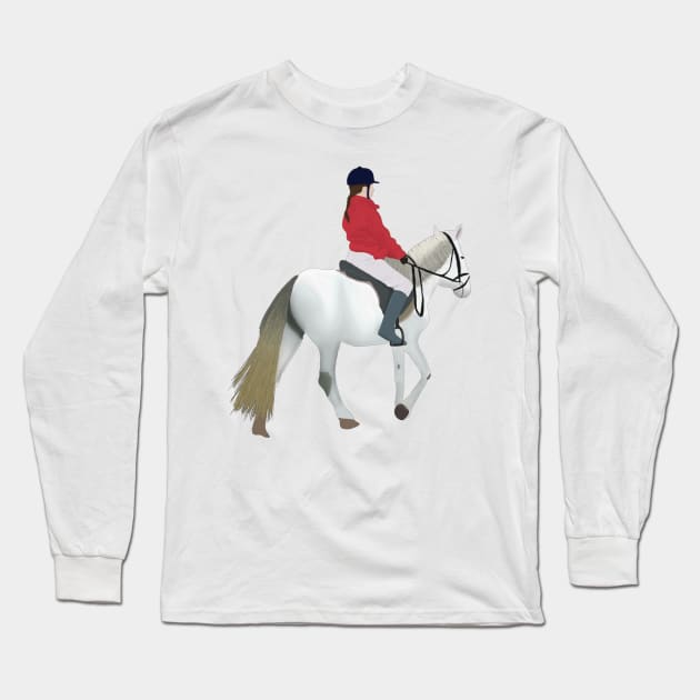 Girl Riding White Horse Long Sleeve T-Shirt by Becky-Marie